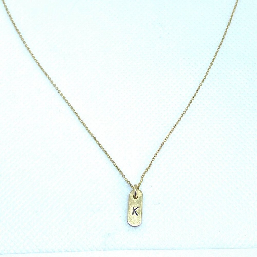Nashelle Dog Tag Pendant Chain Necklace Gold Tone Spring Ring Closure 18 Inches